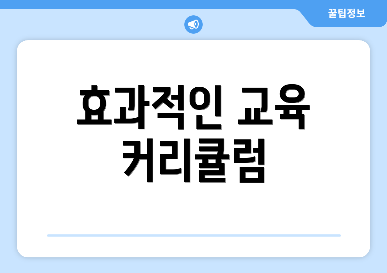 효과적인 교육 커리큘럼